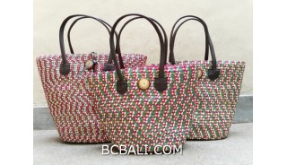 bali straw woven handmade handbag shopping beach