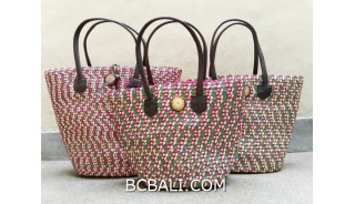 bali straw woven handmade handbag shopping beach