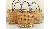 sea grass net woven handbag handmade set of 3 natural color