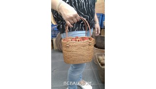 balinese hand woven ata grass handbag handmade short handle