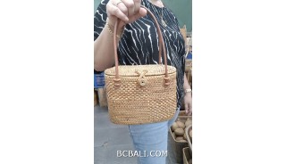 exotic hand woven rattan handbag ethnic design from bali