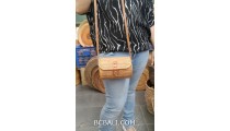 handmade rattan hand woven purses bag long handle leather