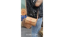 handmade ata hand woven grass purses bag long handle leather genuine
