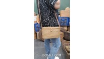 ata grass straw hand woven bags handmade long handle with leather