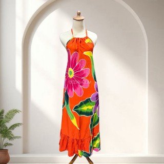 Rayon Hand Painted Halter Dress