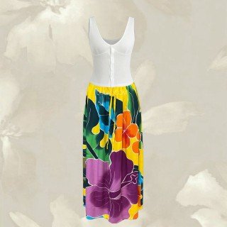 Rayon Floral Hand Painted Skirt