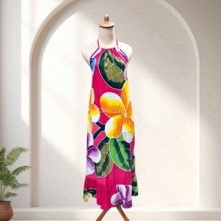 Rayon Hand Painted Halter Dress