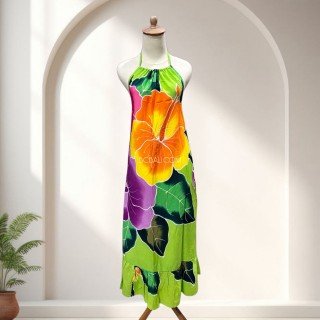 Hot Sale Rayon Hand Painted Halter Dress