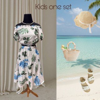 Rayon Floral Kids Dress One Set