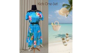 Rayon Floral Kids Dress One Set