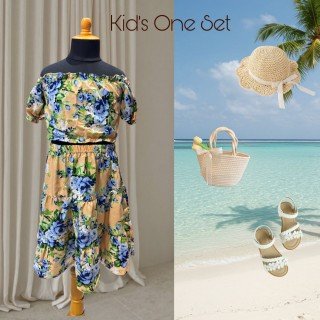 Rayon Floral Kids Dress One Set