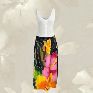 New Design Rayon Floral Hand Painted Skirt