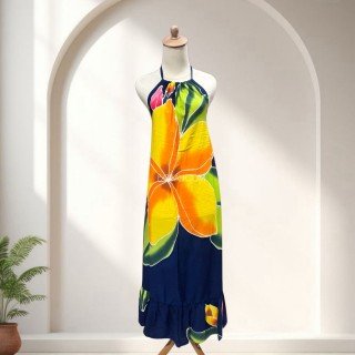 Hot Sale Rayon Hand Painted Halter Dress