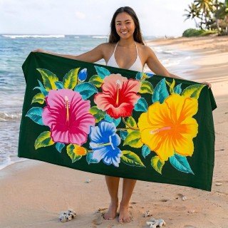 Special Offer Rayon Sarong Hand Painted Flower Design Handmade In Bali