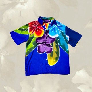 Men Shirt Rayon Hand Painted Floral Design