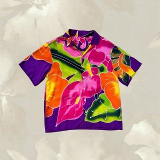 Men Shirt Rayon Hand Painted Floral Design