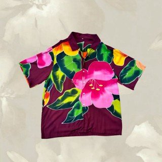 Men Shirt Rayon Hand Painted Floral Design