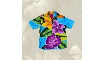 Special Offer Men Shirt Rayon Hand Painted Floral Design