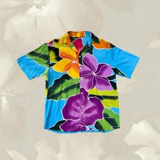 Special Offer Men Shirt Rayon Hand Painted Floral Design