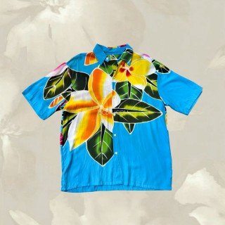 Special Offer Men Shirt Rayon Hand Painted Floral Design
