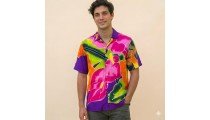 New Design Men Shirt Rayon Hand Painted Floral Design