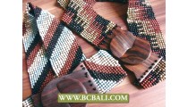 Bali Handmade Belt Beaded with Wooden Buckle