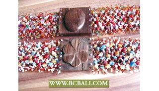 Bcbali Belts Fashion Beading with Wooden Buckle