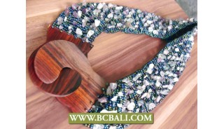 Bcbali Stretch Belts Beads Stone with Buckle Wooden