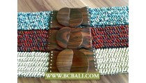 Beaded Stretch Belts Wood Bukcle