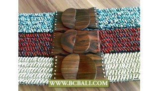 Beaded Stretch Belts Wood Bukcle