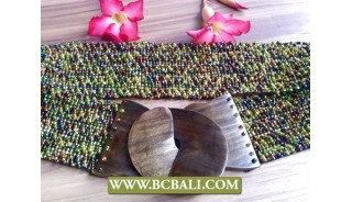 Belt Beads and Stone Stertch with Buckle Woods