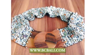 Belt Stertch Beaded Fashion Wooden Clasps