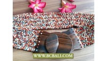 Belts Beads Stretch Fashion Wooden Buckle