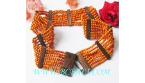 Belt Wood Beads Stretch Wooden Clasps