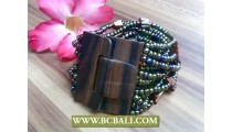 Abalone Color Beads Wood Clasps Antiq