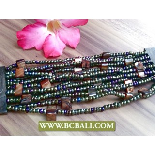 Abalone Color Beads Wood Clasps Antiq