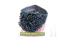 Bali Beaded Glass Flowers Wristband Bracelets