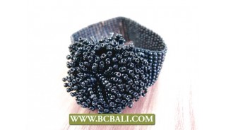 Bali Beaded Glass Flowers Wristband Bracelets