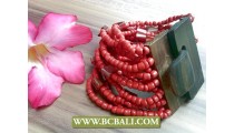 Bali Beads Brace;ets Natural Wooden Buckles
