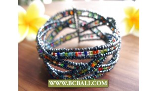 Beads Cuff Link Bracelets Multi Color Bali Fashion 
