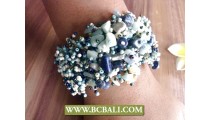 Beads stone Bracelets Multi Color Stretch