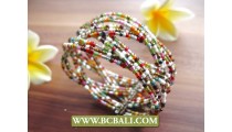 Cuff Beaded Bracelet Multi Color Made in Bali