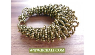 Golden Color Beads Multi Thread Bracelets Wired 