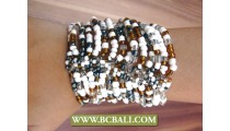 Multi Strands Glass Beads Bracelets Stretched