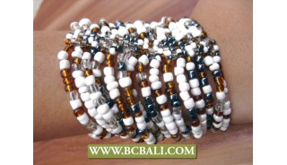 Multi Strands Glass Beads Bracelets Stretched