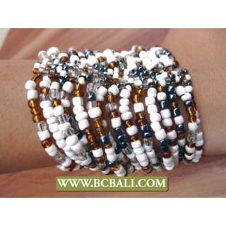 Multi Strands Glass Beads Bracelets Stretched