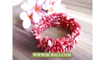 Red Stone Coral Bead Bracelet Roll