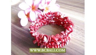 Red Stone Coral Bead Bracelet Roll