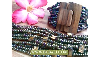 Unique Design Women Bracelets Wood Clasps