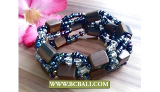 Balinese Ethnic Beads Wood Bracelet Stretch 